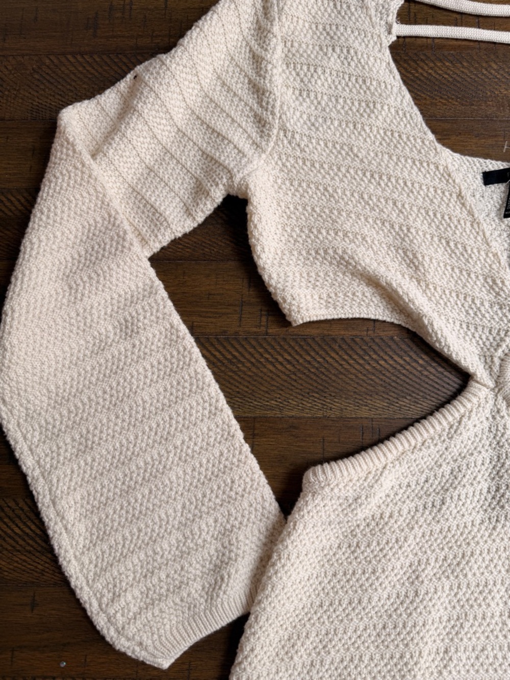 Cream Knit Cutout Crochet Mini Dress Euro Summer Resortwear Festival Coastal M - Picture 6 of 13